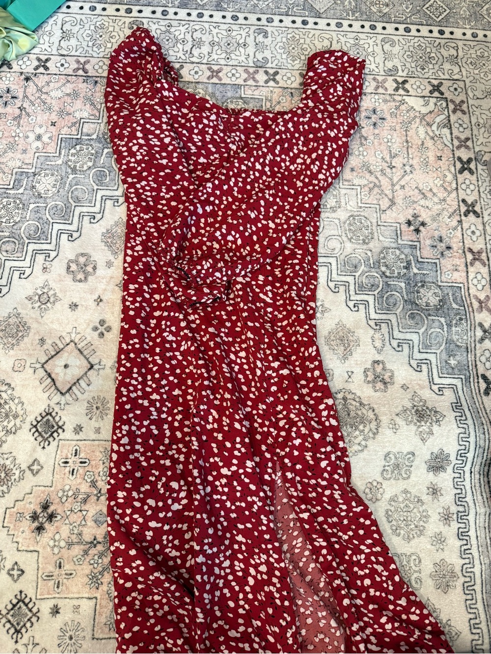 SHEIN Red Floral Print Midi Dress